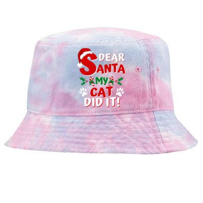 Cat Christmas Dear Santa My Cat Did It Pajama Tie-Dyed Bucket Hat