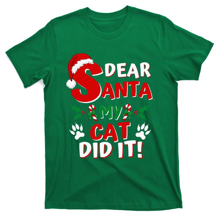 Cat Christmas Dear Santa My Cat Did It Pajama T-Shirt