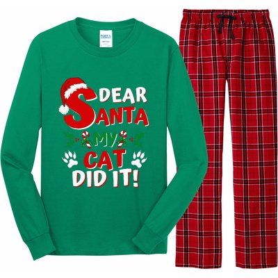 Cat Christmas Dear Santa My Cat Did It Pajama Long Sleeve Pajama Set