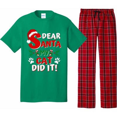 Cat Christmas Dear Santa My Cat Did It Pajama Pajama Set