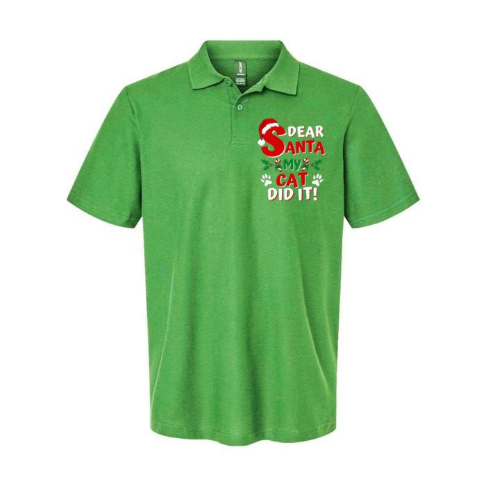 Cat Christmas Dear Santa My Cat Did It Pajama Softstyle Adult Sport Polo