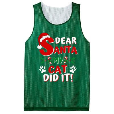 Cat Christmas Dear Santa My Cat Did It Pajama Mesh Reversible Basketball Jersey Tank