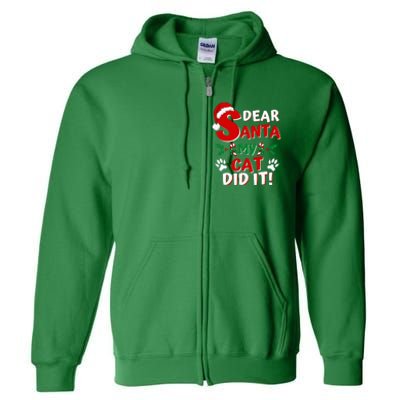 Cat Christmas Dear Santa My Cat Did It Pajama Full Zip Hoodie