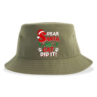 Cat Christmas Dear Santa My Cat Did It Pajama Sustainable Bucket Hat