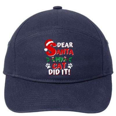 Cat Christmas Dear Santa My Cat Did It Pajama 7-Panel Snapback Hat