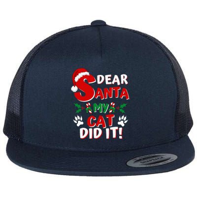 Cat Christmas Dear Santa My Cat Did It Pajama Flat Bill Trucker Hat