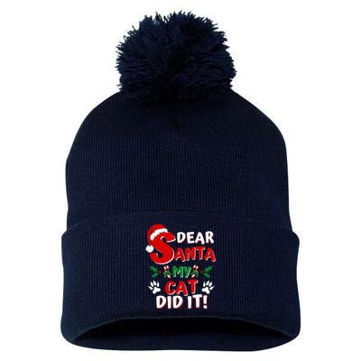 Cat Christmas Dear Santa My Cat Did It Pajama Pom Pom 12in Knit Beanie