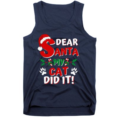 Cat Christmas Dear Santa My Cat Did It Pajama Tank Top