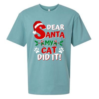 Cat Christmas Dear Santa My Cat Did It Pajama Sueded Cloud Jersey T-Shirt