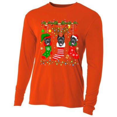 Cane Corso Dog In Christmas Socks Lights Xmas Gift Cooling Performance Long Sleeve Crew