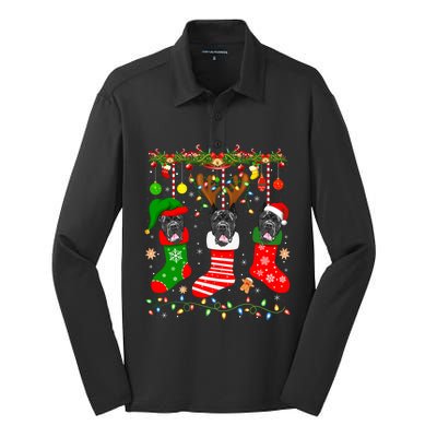 Cane Corso Dog In Christmas Socks Lights Xmas Gift Silk Touch Performance Long Sleeve Polo