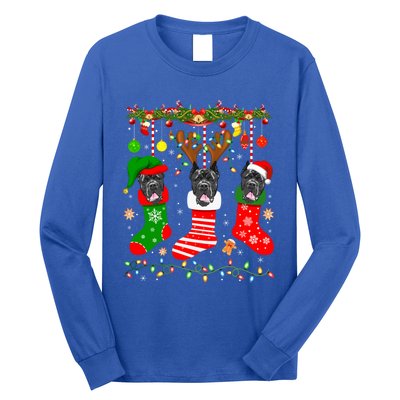 Cane Corso Dog In Christmas Socks Lights Xmas Gift Long Sleeve Shirt