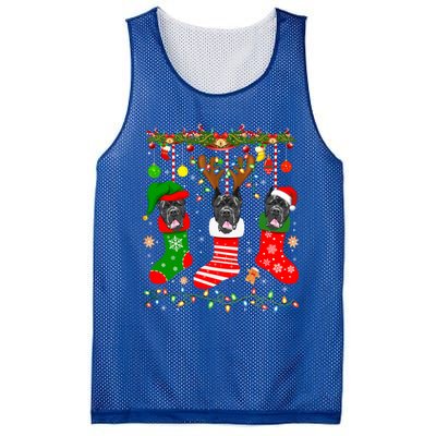 Cane Corso Dog In Christmas Socks Lights Xmas Gift Mesh Reversible Basketball Jersey Tank