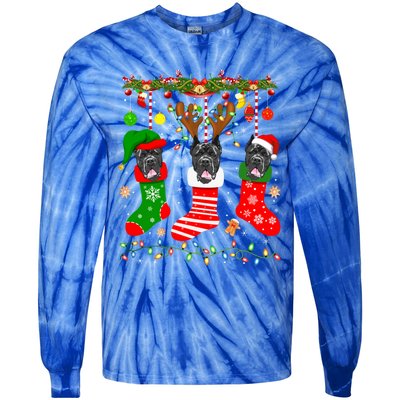 Cane Corso Dog In Christmas Socks Lights Xmas Gift Tie-Dye Long Sleeve Shirt