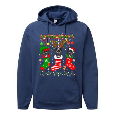 Cane Corso Dog In Christmas Socks Lights Xmas Gift Performance Fleece Hoodie