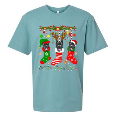 Cane Corso Dog In Christmas Socks Lights Xmas Gift Sueded Cloud Jersey T-Shirt