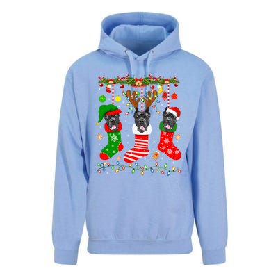 Cane Corso Dog In Christmas Socks Lights Xmas Gift Unisex Surf Hoodie