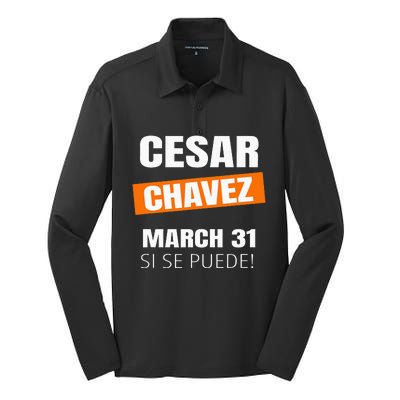 Cesar Chavez Day Si Se Puede March Holiday Gift Mexico Silk Touch Performance Long Sleeve Polo