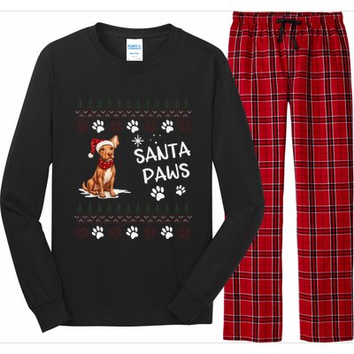 Cute Cirneco DellEtna Dog Ugly Christmas Santa Paws Long Sleeve Pajama Set