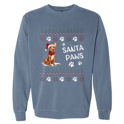 Cute Cirneco DellEtna Dog Ugly Christmas Santa Paws Garment-Dyed Sweatshirt