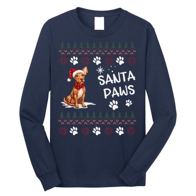 Cute Cirneco DellEtna Dog Ugly Christmas Santa Paws Long Sleeve Shirt