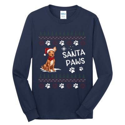 Cute Cirneco DellEtna Dog Ugly Christmas Santa Paws Tall Long Sleeve T-Shirt