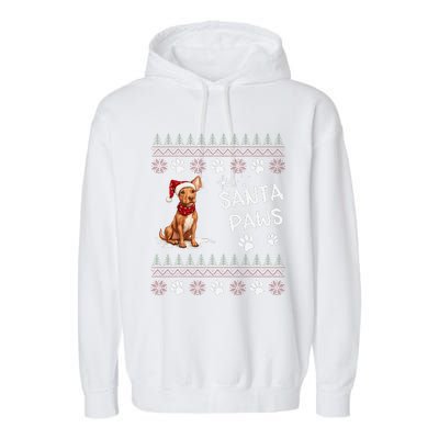 Cute Cirneco DellEtna Dog Ugly Christmas Santa Paws Garment-Dyed Fleece Hoodie