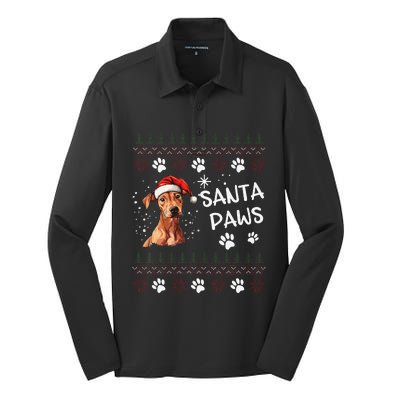 Cute Cirneco DellEtna Dog Ugly Christmas Santa Paws Silk Touch Performance Long Sleeve Polo