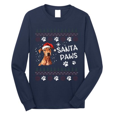 Cute Cirneco DellEtna Dog Ugly Christmas Santa Paws Long Sleeve Shirt