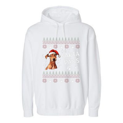 Cute Cirneco DellEtna Dog Ugly Christmas Santa Paws Garment-Dyed Fleece Hoodie