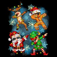 Cool Cute Dabbing Elf Santa Reindeer Gingerbread Stripe Pom Pom Beanie