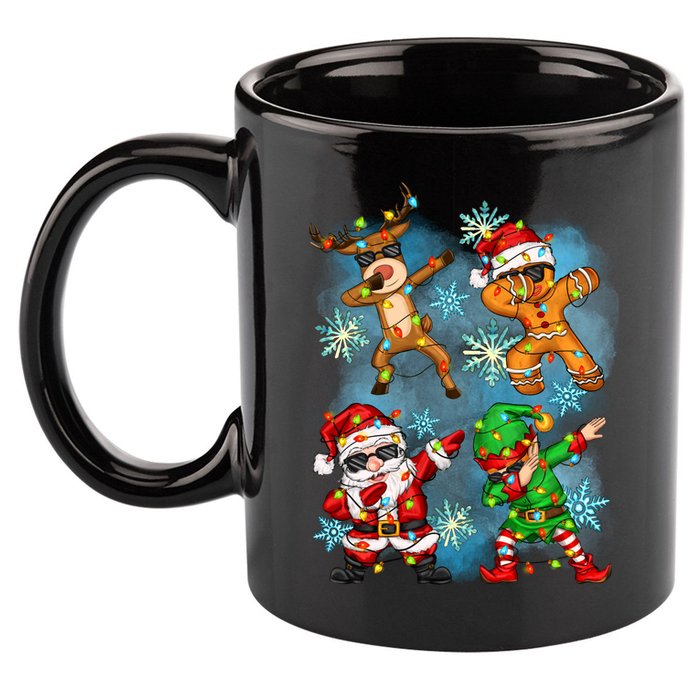 Cool Cute Dabbing Elf Santa Reindeer Gingerbread 11oz C Handle Ceramic Mug