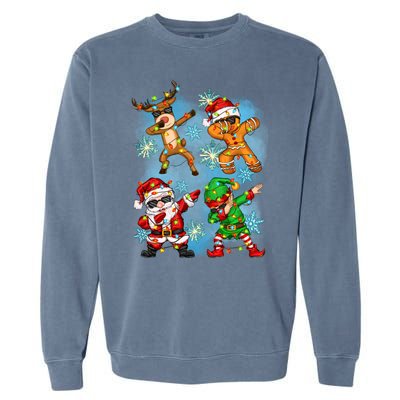 Cool Cute Dabbing Elf Santa Reindeer Gingerbread Garment-Dyed Sweatshirt