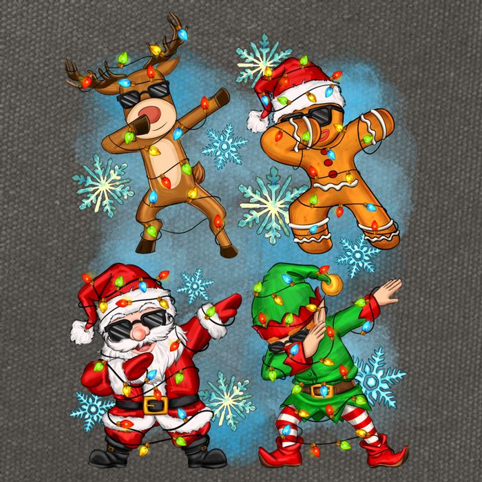 Cool Cute Dabbing Elf Santa Reindeer Gingerbread Cotton Canvas Backpack