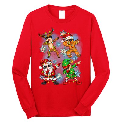 Cool Cute Dabbing Elf Santa Reindeer Gingerbread Long Sleeve Shirt