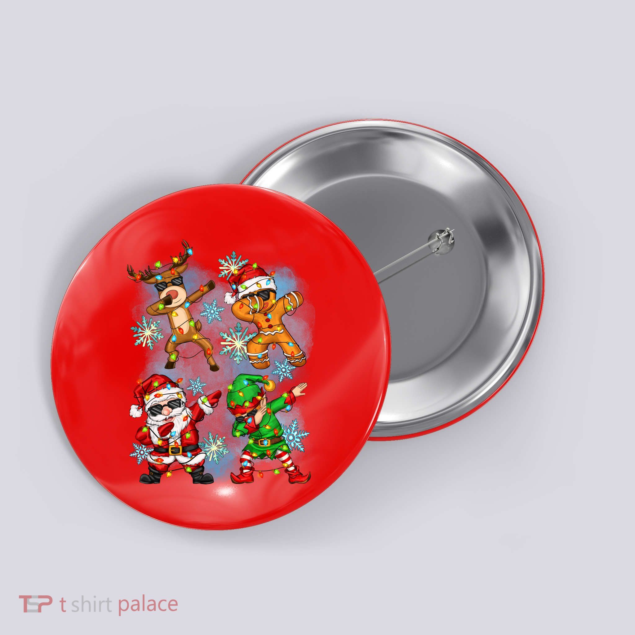 Cool Cute Dabbing Elf Santa Reindeer Gingerbread Button