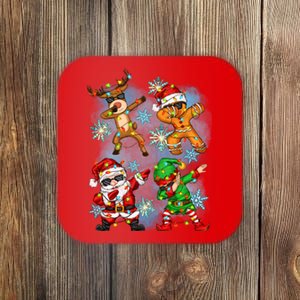 Cool Cute Dabbing Elf Santa Reindeer Gingerbread Coaster