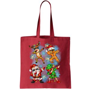 Cool Cute Dabbing Elf Santa Reindeer Gingerbread Tote Bag