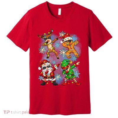 Cool Cute Dabbing Elf Santa Reindeer Gingerbread Premium T-Shirt