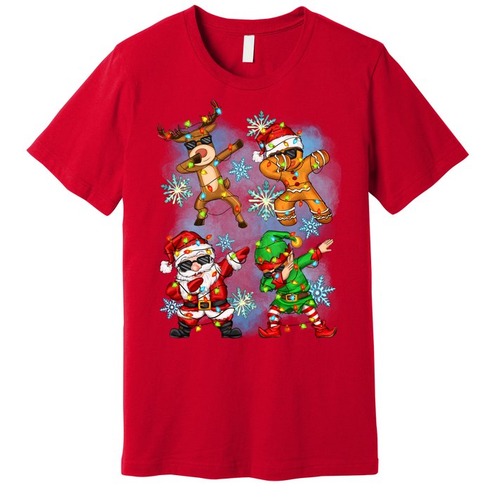 Cool Cute Dabbing Elf Santa Reindeer Gingerbread Premium T-Shirt