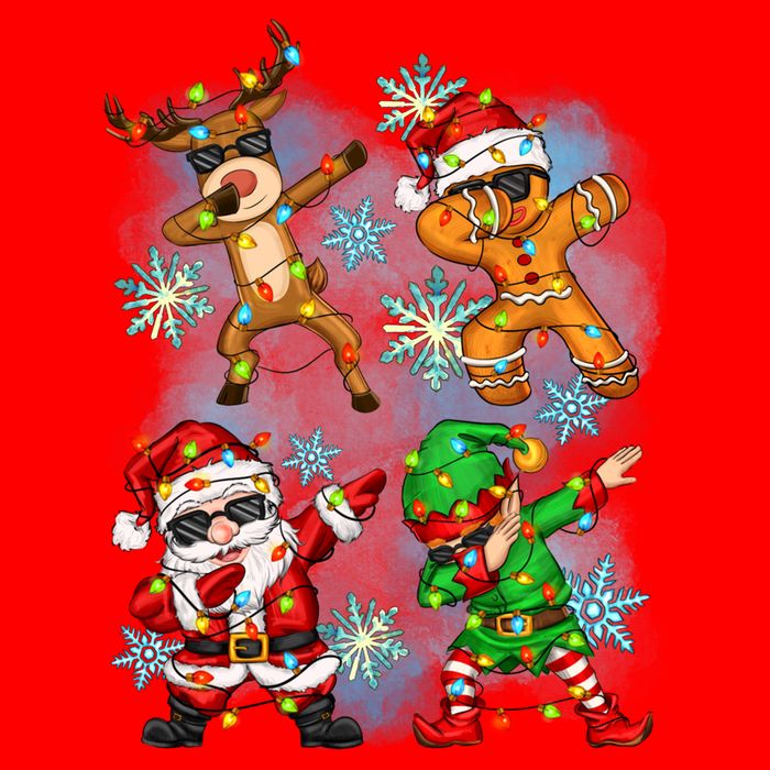 Cool Cute Dabbing Elf Santa Reindeer Gingerbread Zip Tote Bag