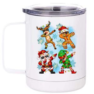 Cool Cute Dabbing Elf Santa Reindeer Gingerbread 12 oz Stainless Steel Tumbler Cup