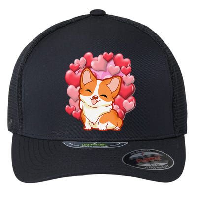 Cute Corgi Dog Valentines Day Love Heart Gift Flexfit Unipanel Trucker Cap