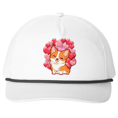 Cute Corgi Dog Valentines Day Love Heart Gift Snapback Five-Panel Rope Hat