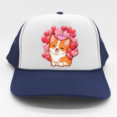 Cute Corgi Dog Valentines Day Love Heart Gift Trucker Hat