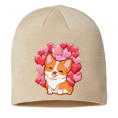 Cute Corgi Dog Valentines Day Love Heart Gift Sustainable Beanie