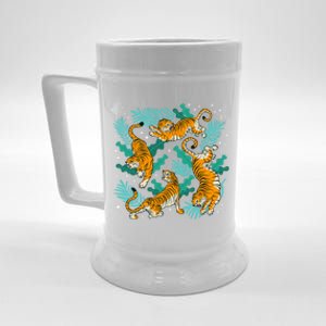 Cool Cartoon Dancing Tiger Graphic Gift Beer Stein