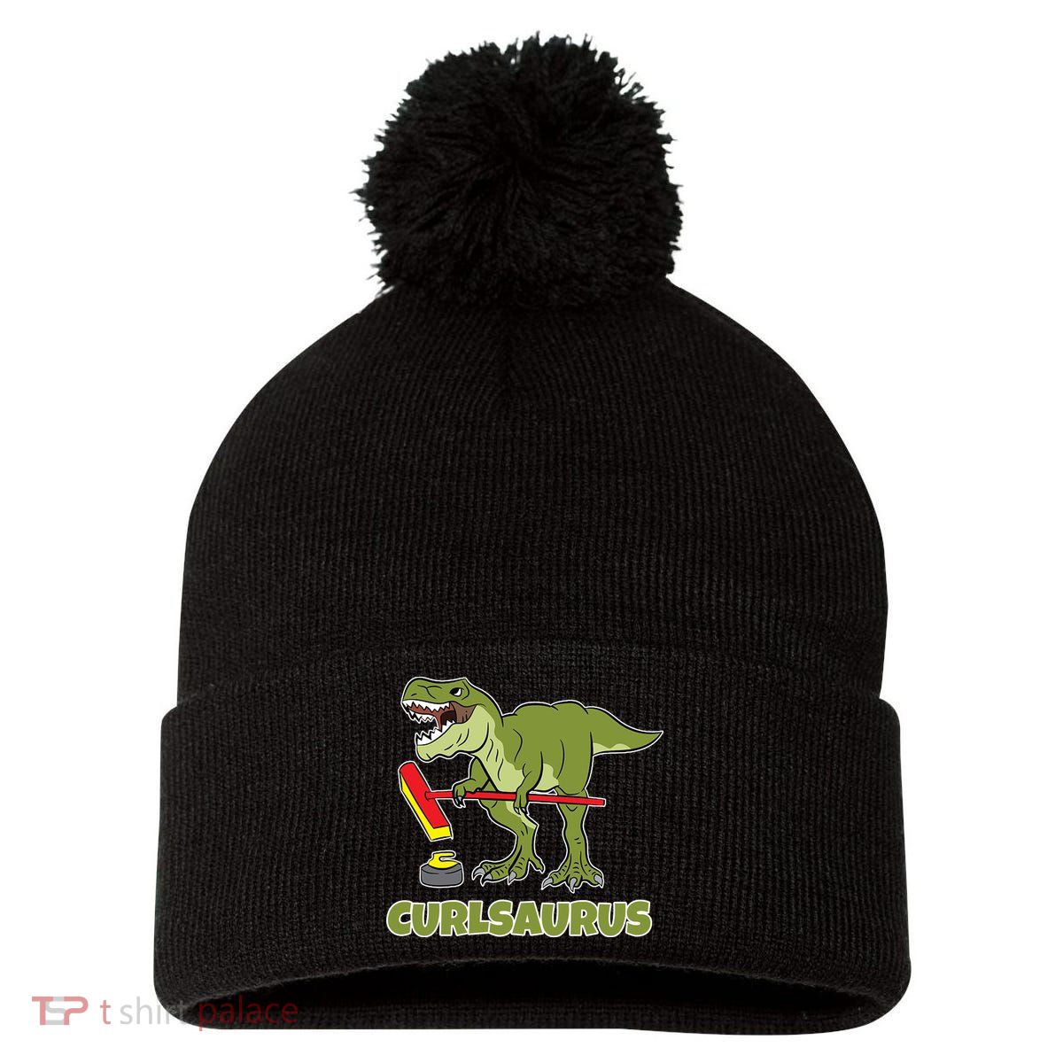 Curlsaurus Curler Dinosaur Sport Pom Pom 12in Knit Beanie