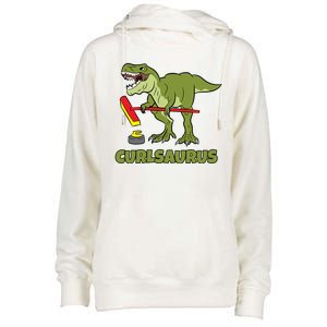 Curlsaurus Curler Dinosaur Sport Womens Funnel Neck Pullover Hood