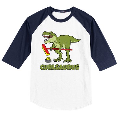 Curlsaurus Curler Dinosaur Sport Baseball Sleeve Shirt